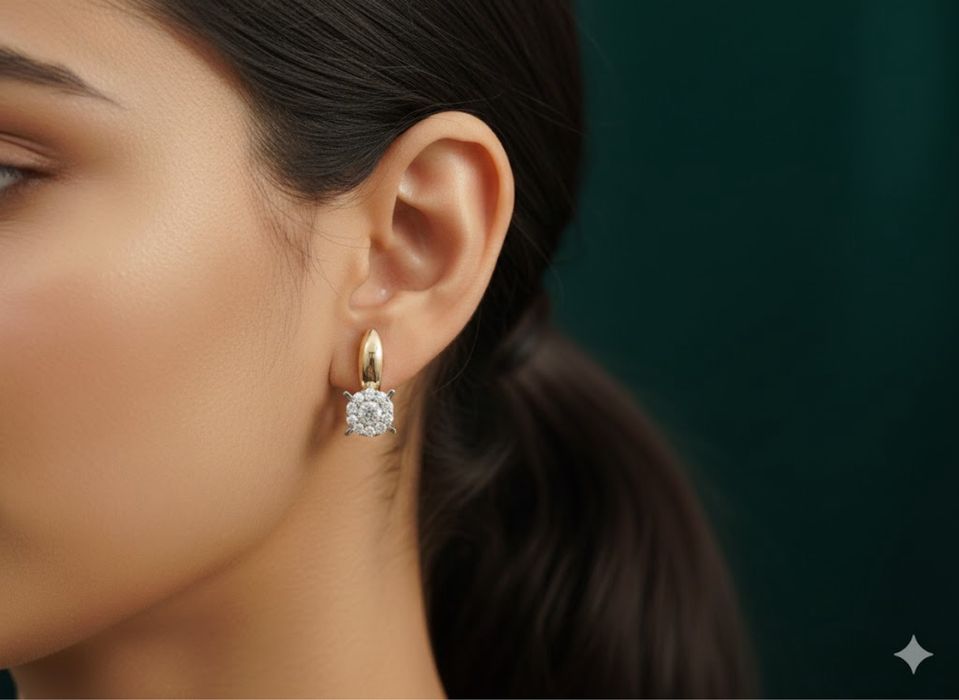 Золотые серьги с бриллиантом