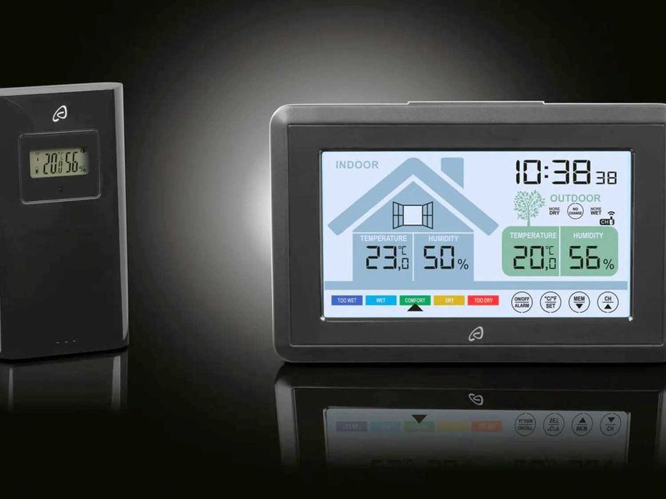 Stație meteo wireless, afișaj ecran mare, NOUA, termometru, higrometru