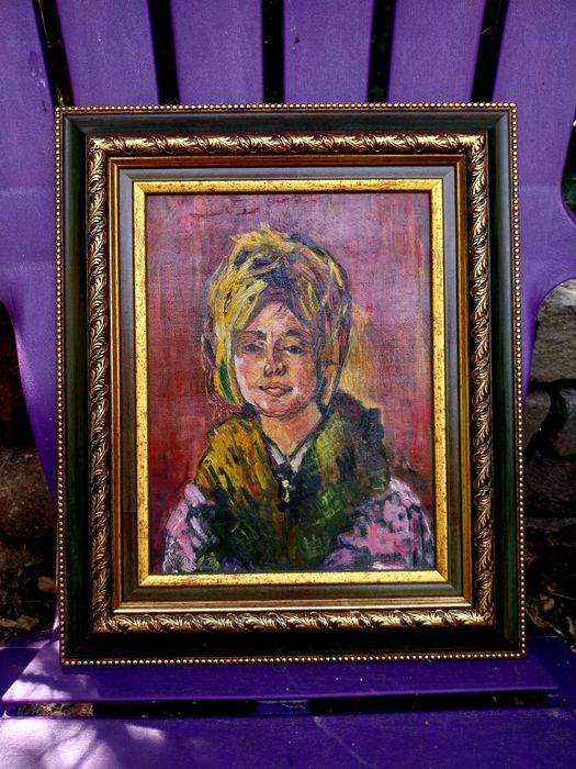 Tablou vechi / Portret ulei pe carton