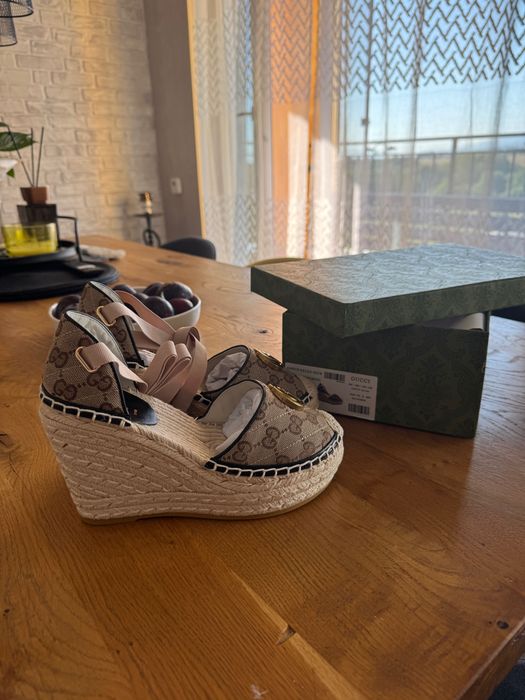 Gucci дамски сандал еспадрили платформа wedge sandal