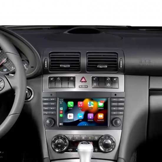 7-инчова Android мултимедия с копчета и активно охлаждане за Mercedes-Benz C-Class + CarPlay + Подарък камера