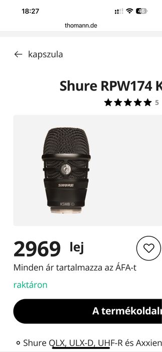 Shure ksm8 új állapotban!