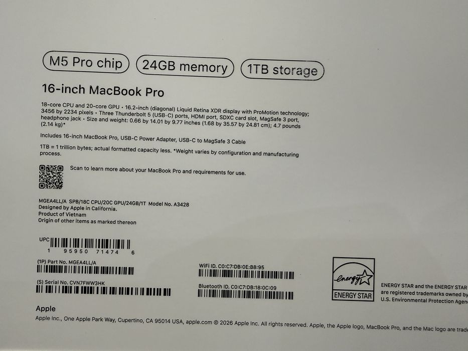 Macbook Pro M5 16 inch