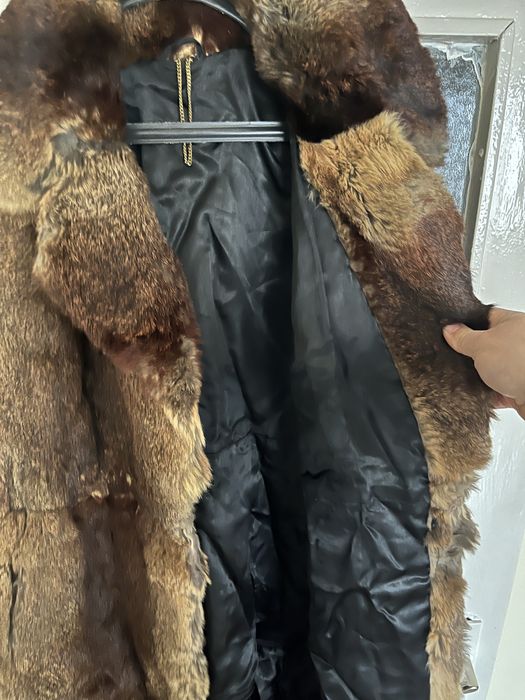 Дълго дамско палто от естествен косъм - L/XL , ретро модел