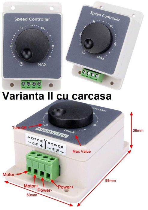 Controler de viteză DC 20A 12V 24V 48V. Nou ambalat!