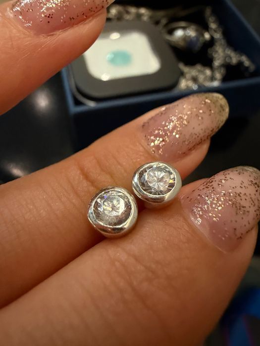 Пусеты, серьги с Цирконами серебро