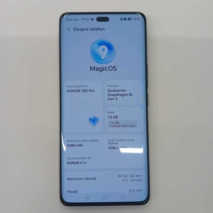 Honor 200 Pro 12/512Gb (ag49 Esplanada b.6073) * 2 ani garantie