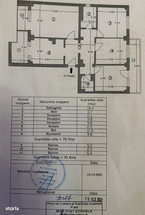 Apartament 4 camere Mioveni, Centru, 2 bai, 3 balcoane, mobilat