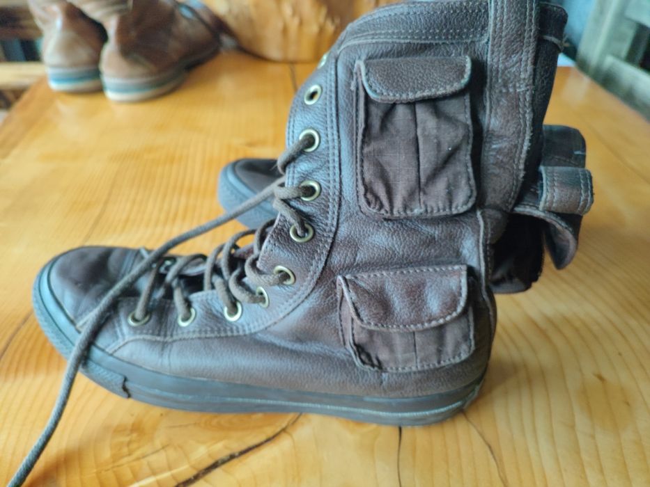 Винтидж бутикови кожени кецове военни кожени Converse Chuck Taylor All