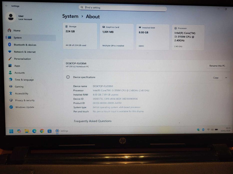 HP 250 G2 15.6" Core i3-3110M 2.4Ghz 8Gb DDR3 240Gb SSD Video GF820M