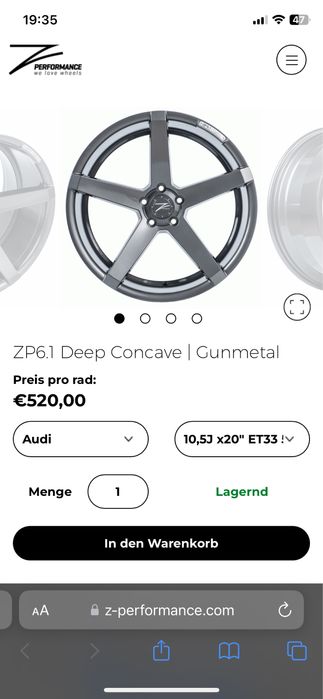 Vand Jante Audi ZP6.1 Deep Concave 20 inch