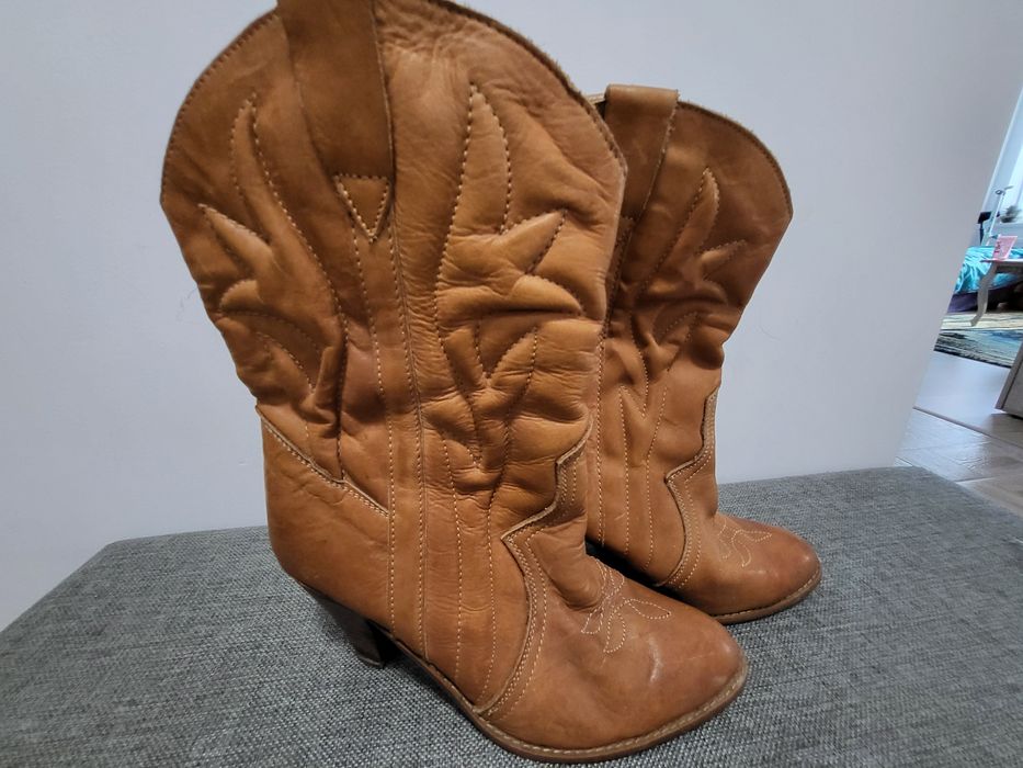 Cizme vintage piele de damă, mărimea 38-39 - 2 perechi