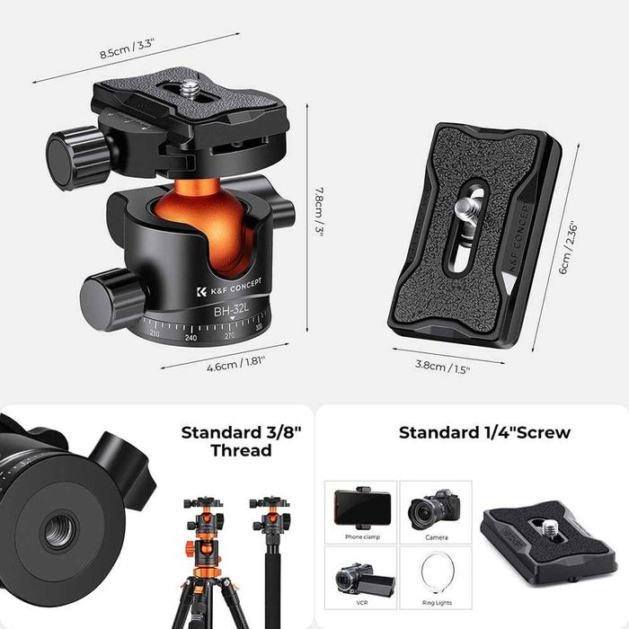 K&F Concept Ябълковидна глава за статив KF-32