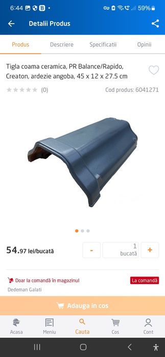 Tigla ceramica 1/1 Creaton Rapido, ardezie angoba, 32.5x50 cm
angoba,