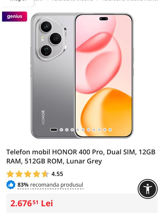 HONOR 400 Pro, Dual SIM, 12GB RAM, 512GB ROM, sigilat