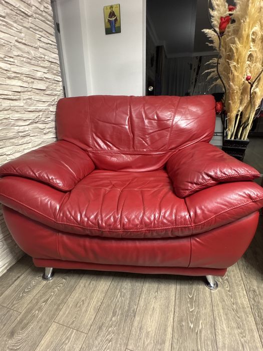 Canapele din piele naturala 3+1+1