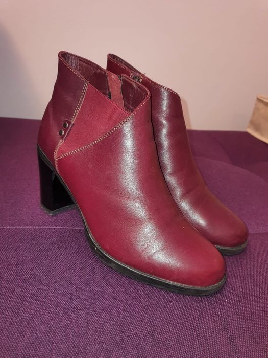 Ghete/ botine dama cu toc grena piele naturala 37