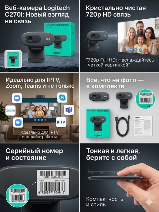 Веб-камера Logitech C270i IPTV новая в упаковке