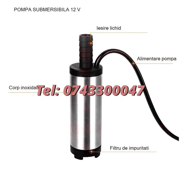 Unitate Transfer Orice Lichid Imersibila Transfer Orice Lichid Vin Motorina 12L / Minut 12V Pentru Transfer Combustibil Si Motorina Alimentare 12V Au
