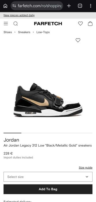 Jordan legacy 312 Black & Gold