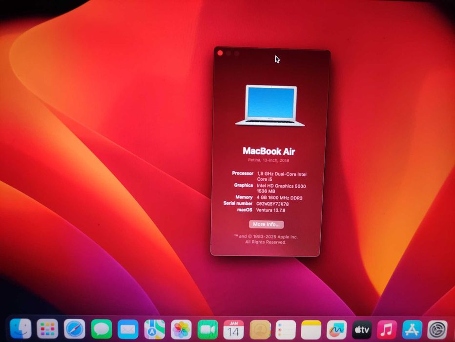 MacBook Air 2015 13' | 240GB NVME SSD | 83% Батерия | macOS Ventura |