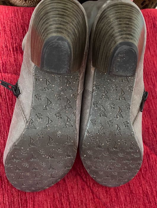 Stork Steps Taupe/Grey Leather Slouch Ankle Boots - Size 39