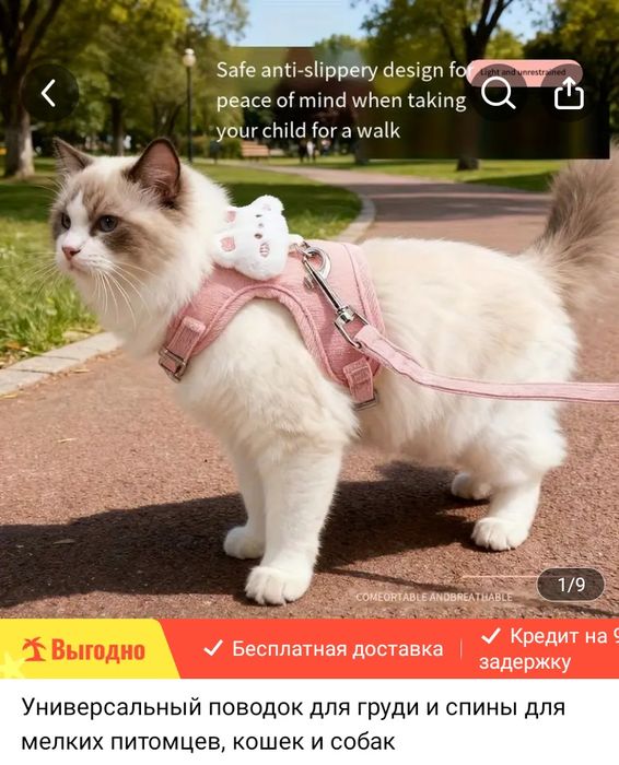 Новая Шлейка с поводком для собак или кошек