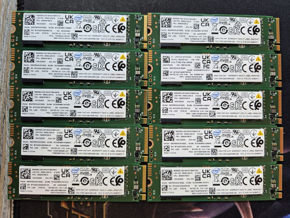 SSD NVMe 500gb Intel есть количество
