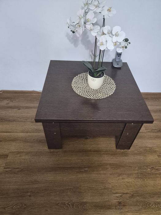 Masă transformabilă extensibilă 80x80 / 160 cm – wenge, stare foarte bună