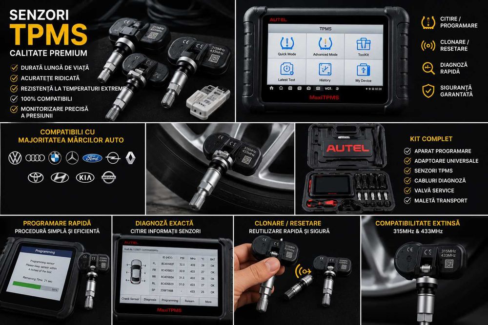 Programare/Resetare/Calibrare Senzori TPMS Roți - Toate Modelele Auto