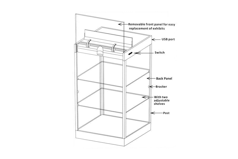 Vitrină pentru expunere cu iluminare led