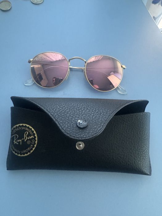 Слънчеви очила RayBan ретро класически розови с златва рамка