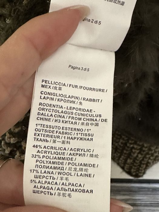 Bluza Pinko cu blana de iepure si lana verde