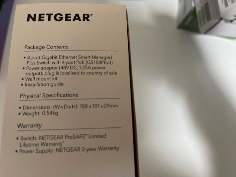 SWITCH NETGEAR 8 Ports Model: GS108 PE  Ethernet Smart Managed