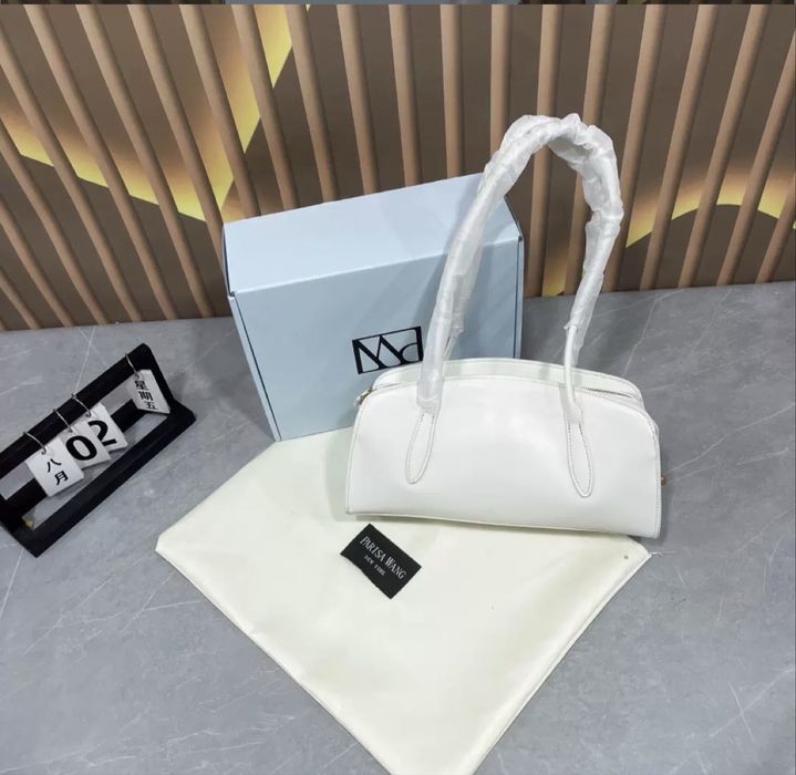 Багет сумка  коричневый и белый