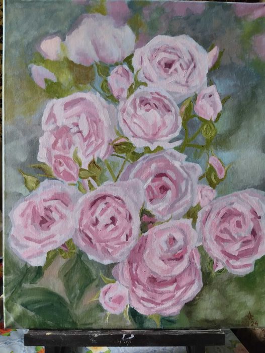 Картина маслом Розовый куст