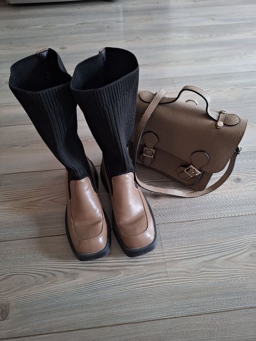 Дамски ботуши в комплект с чанта