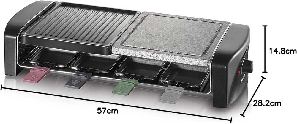 SEVERIN Раклет грил с естествен камък 1400W, вкл. 8 тигана, лек ДЕФЕКТ