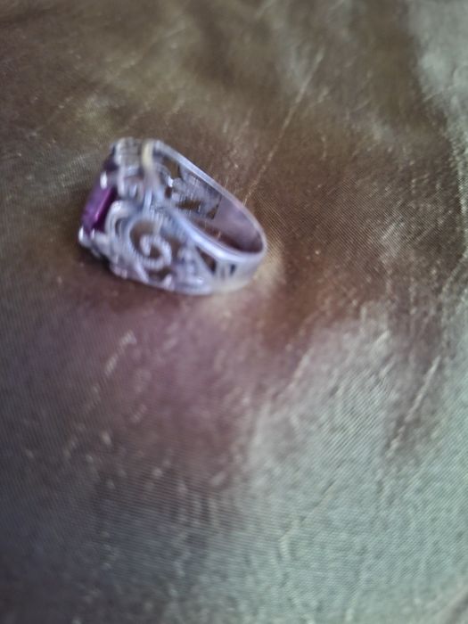 Inel Art Deco argint 925 cu ametist fatetat m 58