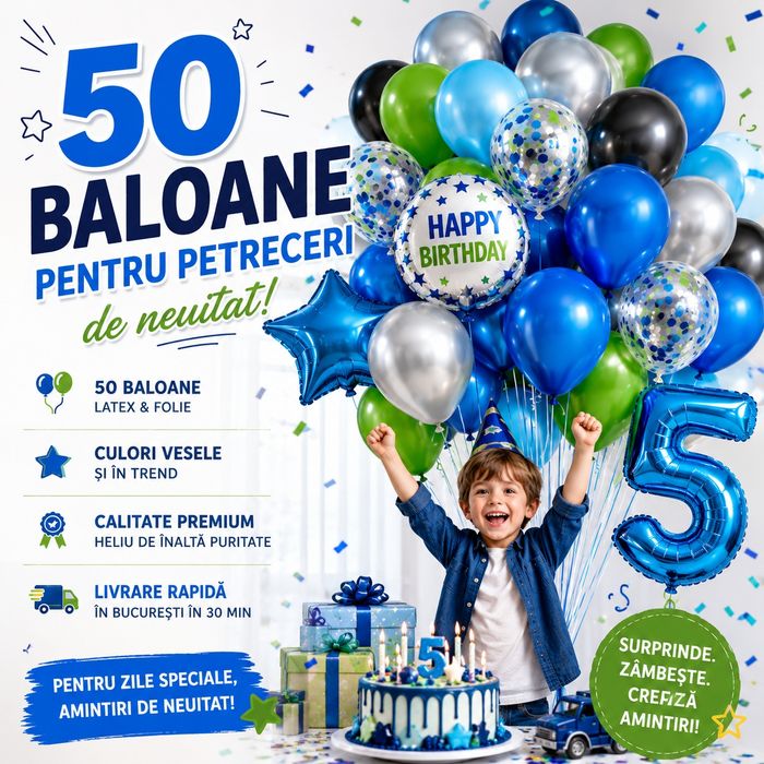Baloane 50 Heliu pentru Evenimente. Livrare rapida 24H