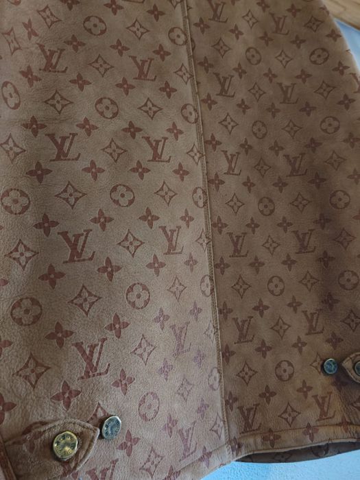 Luis Vuitton shearling Embossed monogram leather jacket HJL62EYGL Men'