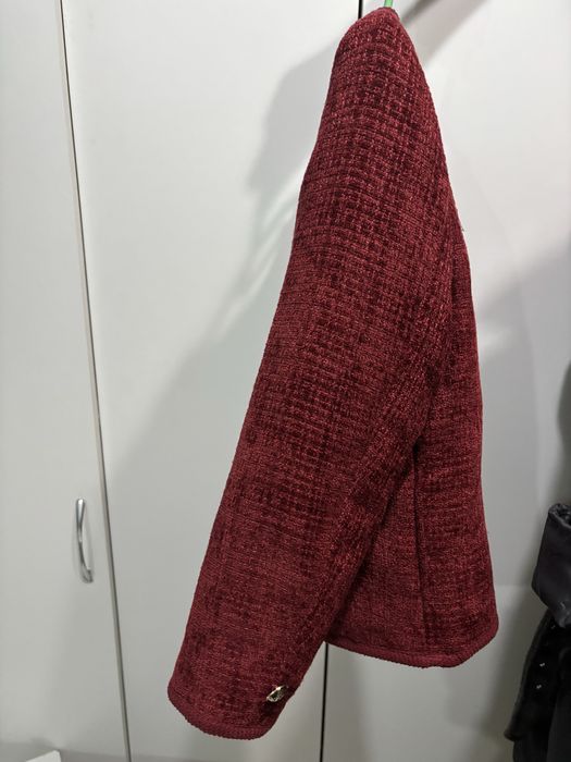 Пиджак бордовый твидовый