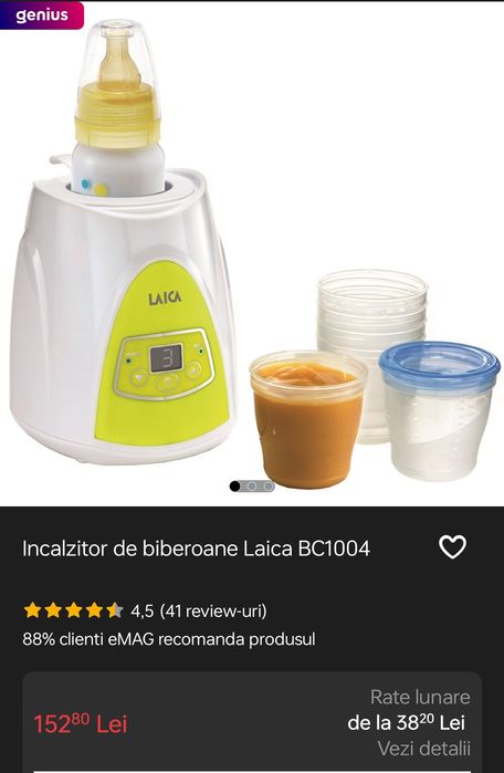 Incalzitor digital cu aburi pentru biberoane Laica BC1004