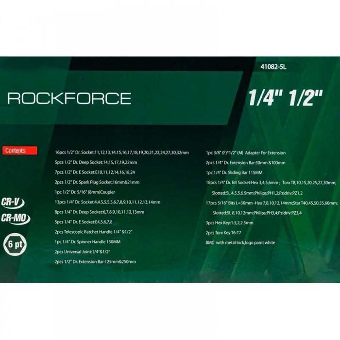 Гедоре 108 части 1/2'' и 1/4'' RockForce