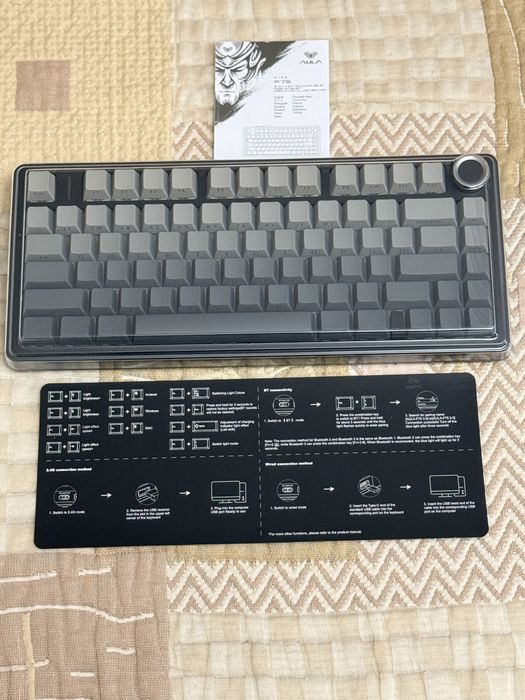 Геймърска клавиатура AULA F75 Pro, 2.4Ghz/Type-C/Bt5.0, безжична, сива