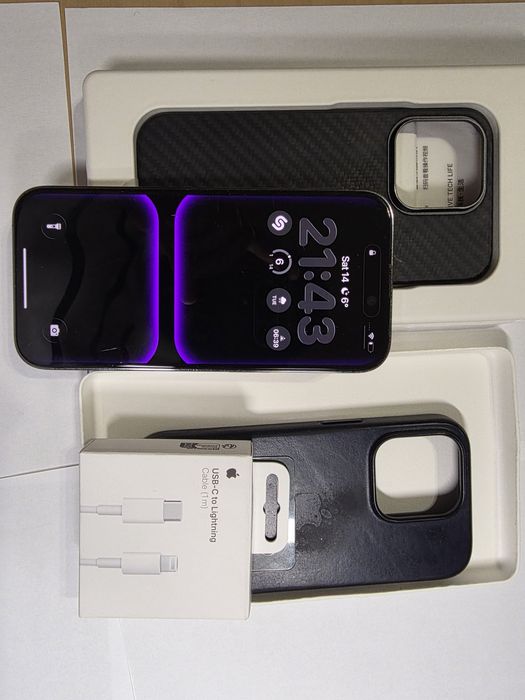 Iphone 14 pro purple culoare rara baterie 99% + casti pro