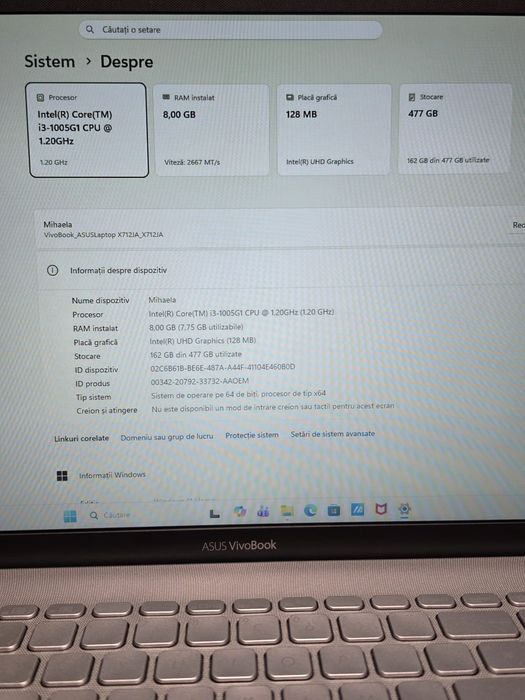 Laptop ASUS VivoBook 17 X712JA, Ecran 17.3", Intel i3 10th Gen, 8GB RAM, SSD 512GB