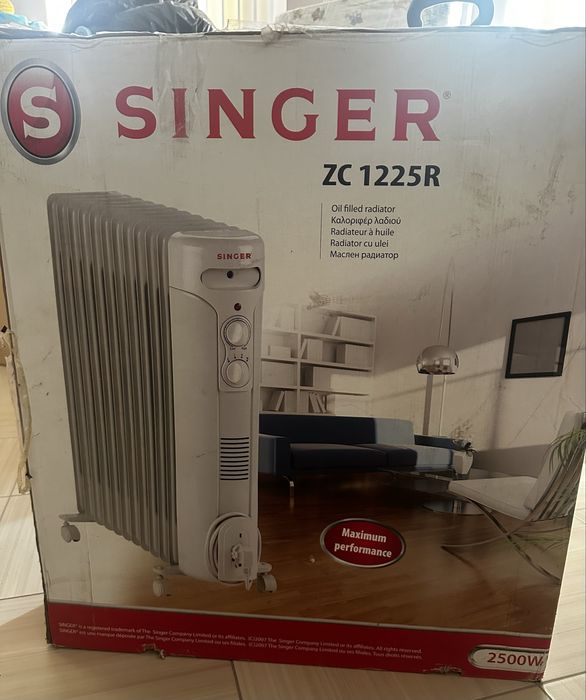 Calorifer electric Singer ZC 0920R, 2000 W, 9 elementi, 3 trepte de putere, Termostat reglabil