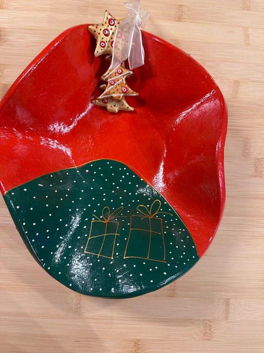 Farfurie decorativa ceramica unicat Craciun