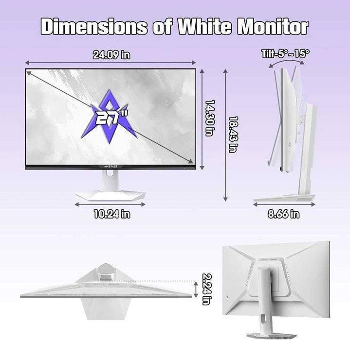 Amzfast 27 inch Geming Monitor QHD 2560 x 1440 (2K) - 200 hz. Като нов